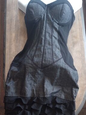 Costa Blanca Black and Charcoal Strapless Mini Dress